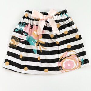 Small Shop Handmade Striped Floral Kids Skirt with Bow